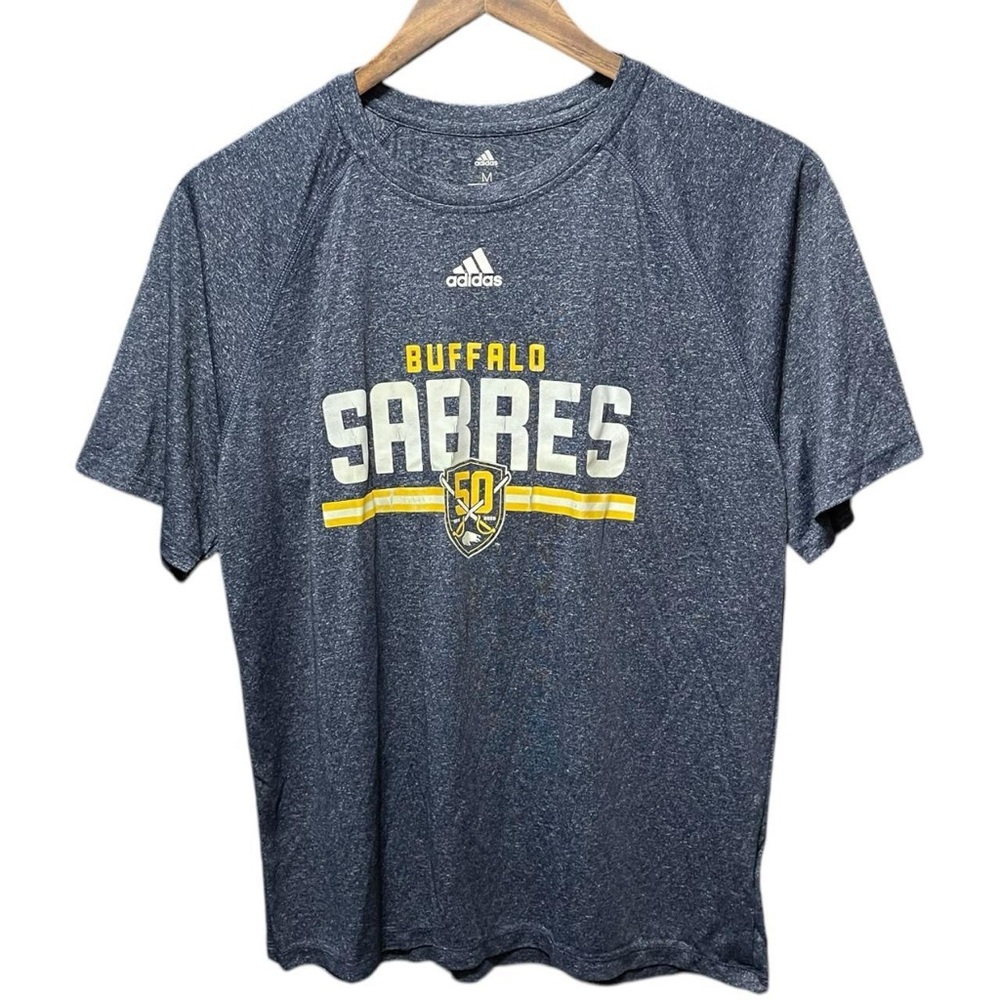 Buffalo Sabres NHL hockey play connected short sleeve crewneck pro sports shirt